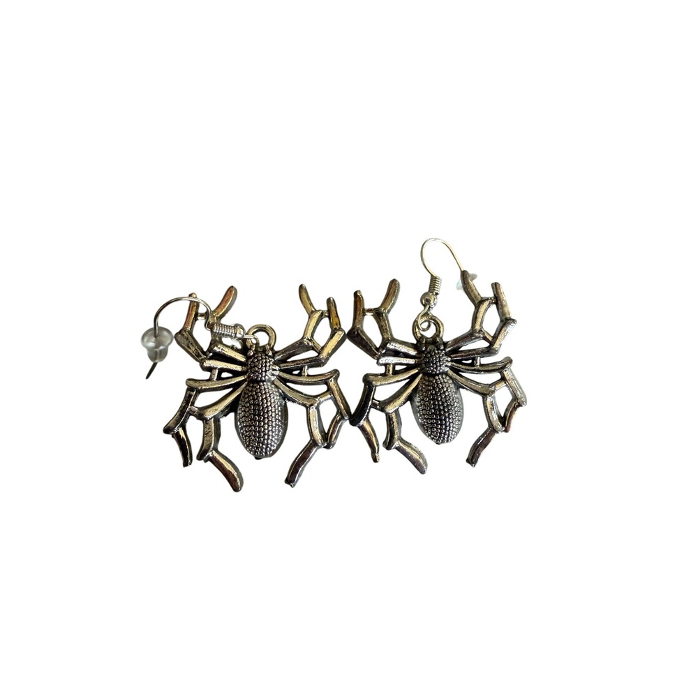 Killstar Web Crawler Spider Earrings Silver Tone Goth Alt Statement Jewelry
